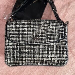 Casual Corner - Black/White Tweed Shoulder Bag
